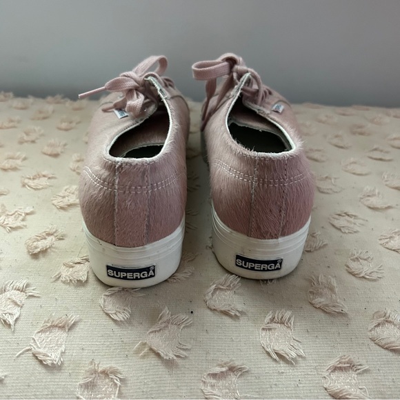 Superga Platform Horsehair Sneaker Pink White Size 7 - Picture 4 of 6